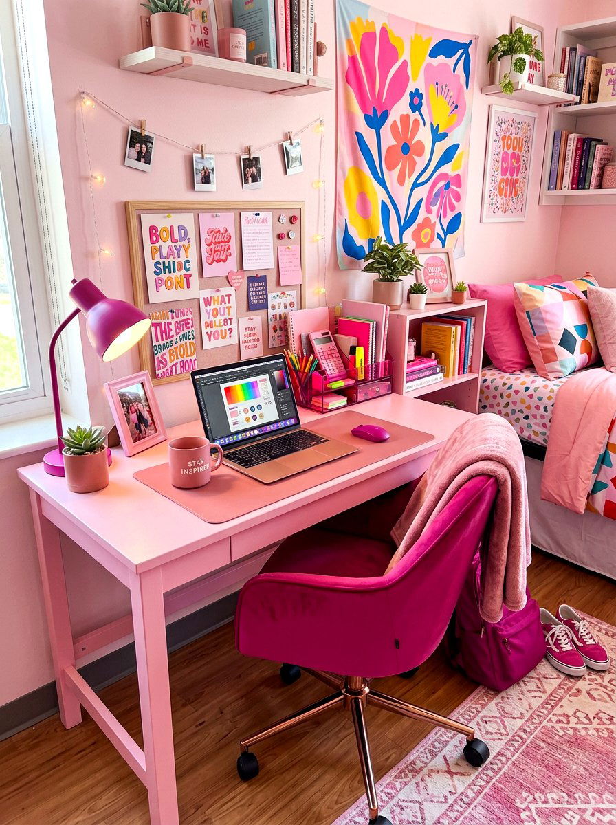 Pink Dorm Room Desk - 30 dorm desk ideas