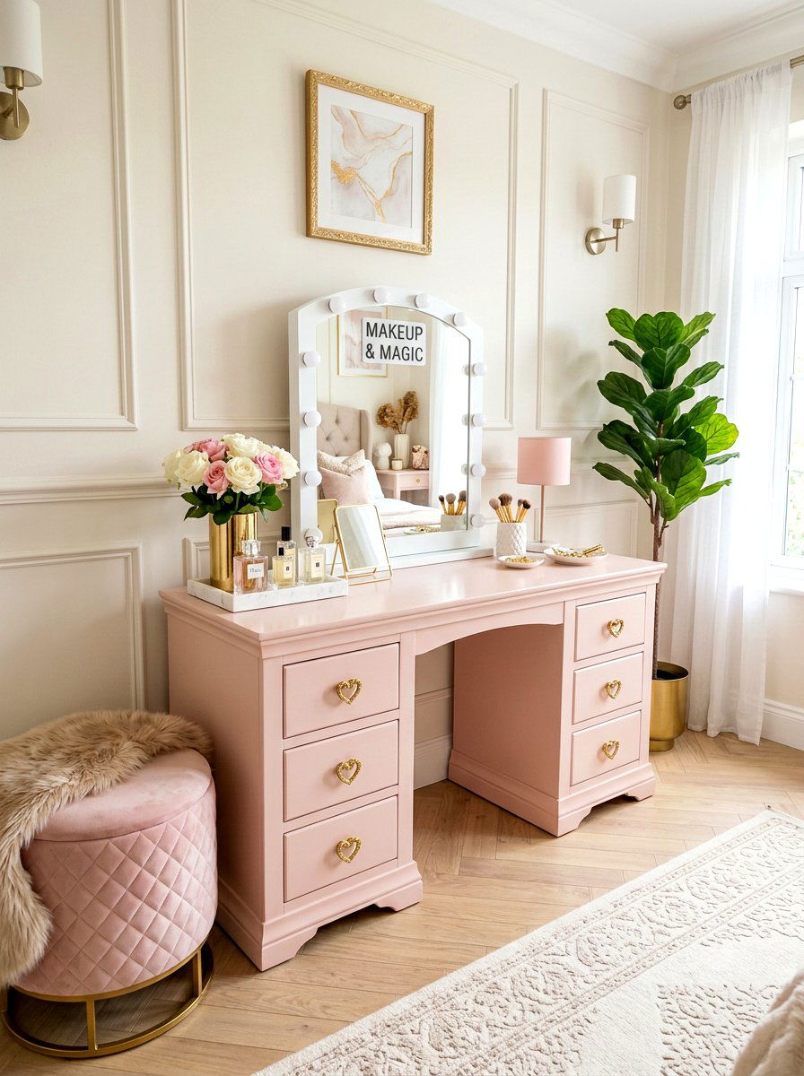 Pink Dressing Table - 30 dressing table ideas