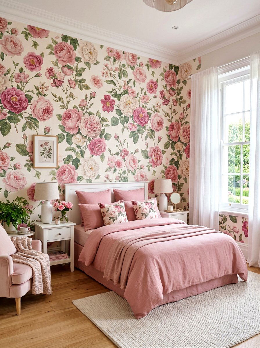 Pink Floral Wallpaper Bedroom - 30 pink bedroom ideas