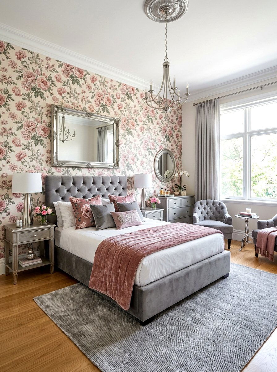 Pink Floral Wallpaper - 30 floral wallpaper bedroom ideas