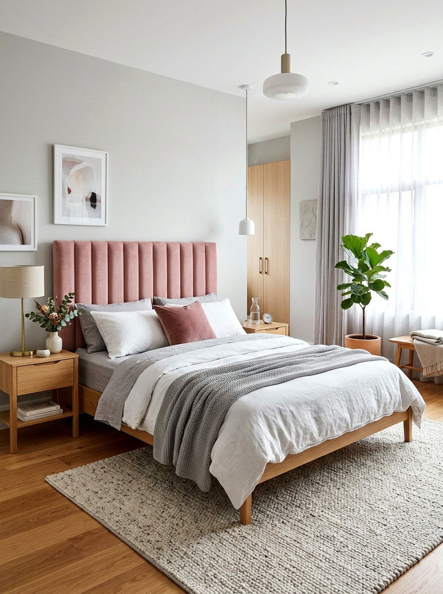 Pink Fluted Headboard - 30 fluted headboard ideas