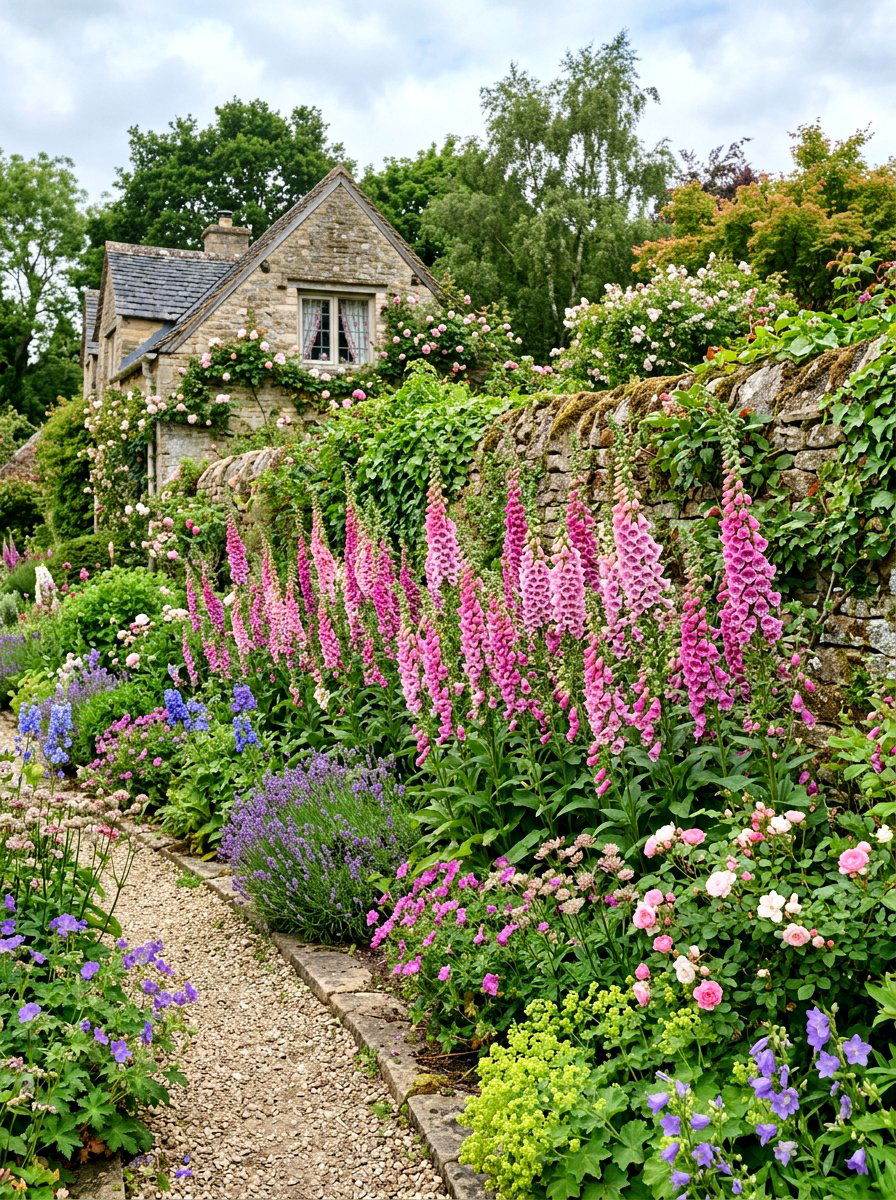 Pink Foxglove Tier - 30 pink flower bed ideas