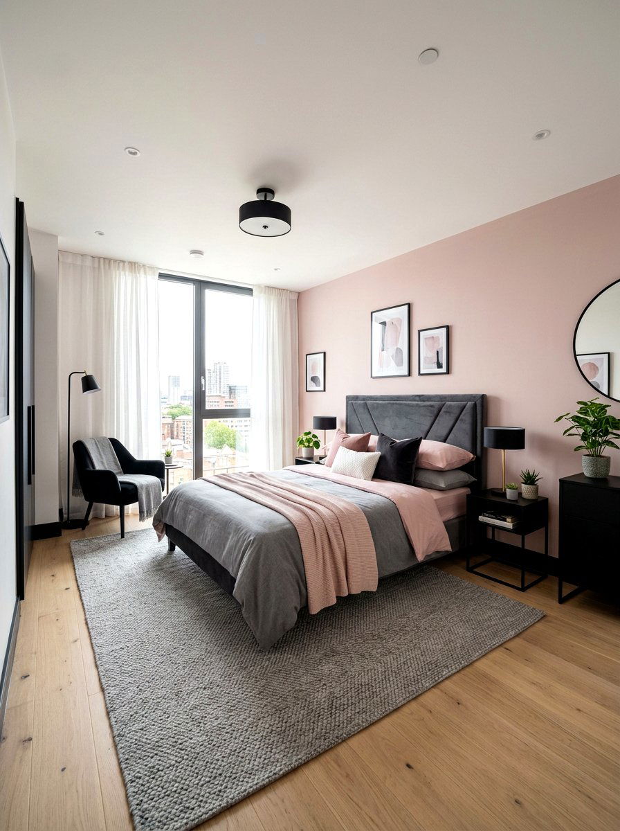 Pink Gray Modern Bedroom - 30 pink bedroom ideas