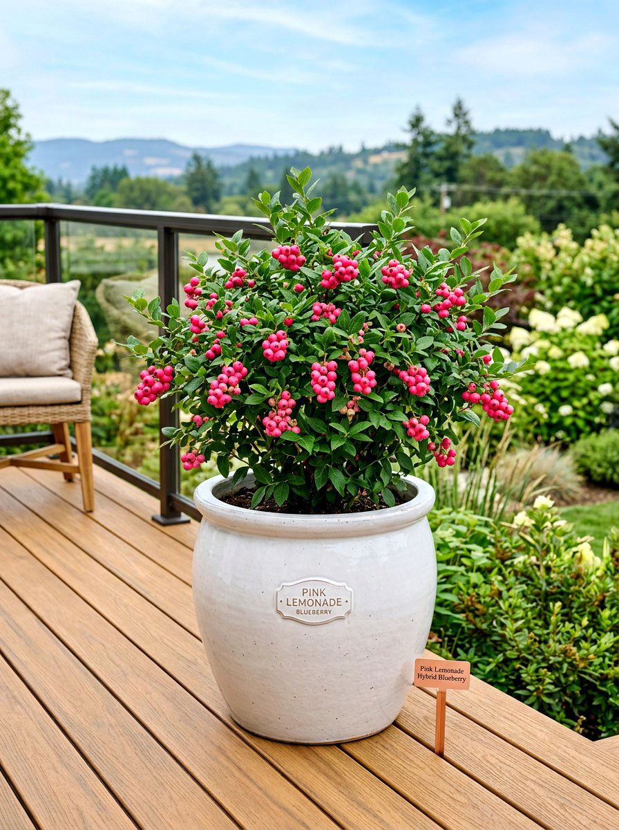 Pink Lemonade Blueberry Pot - 30 berry garden ideas
