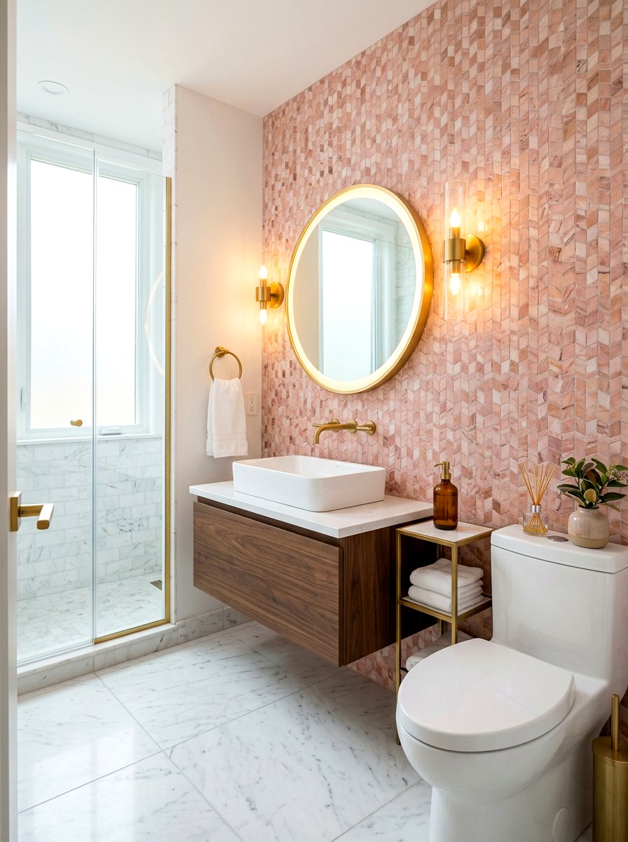 Pink Marble Bathroom - 30 mosaic marble bathroom ideas