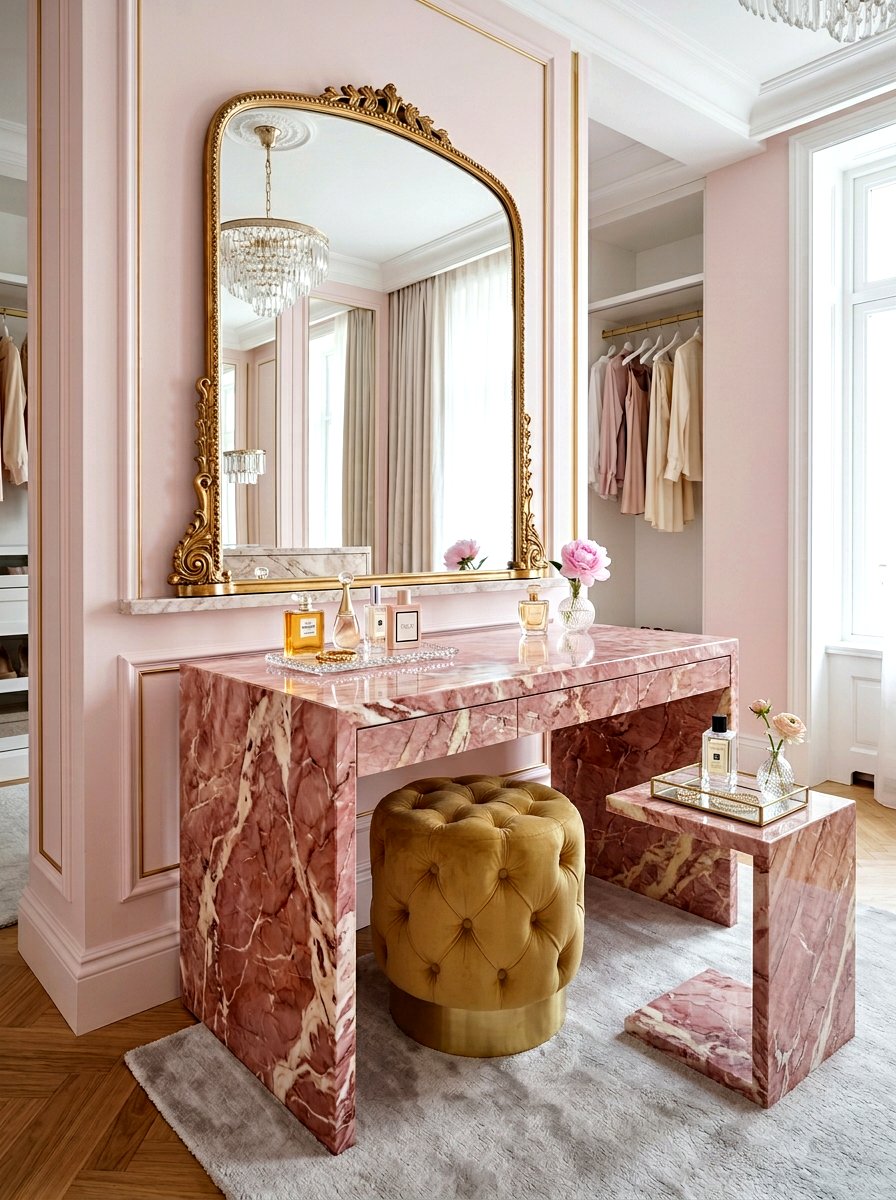 Pink Marble Waterfall Side Table - 30 waterfall side table ideas