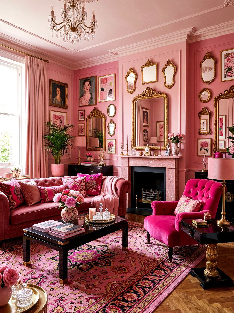 Pink Maximalist Living Room - 30 maximalist living room ideas