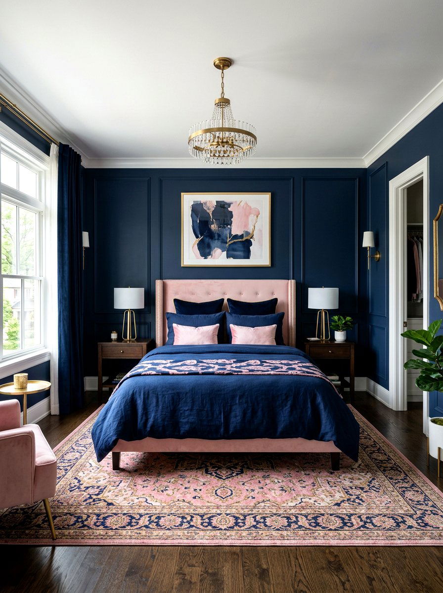 Pink Navy Blue Bedroom - 30 pink bedroom ideas