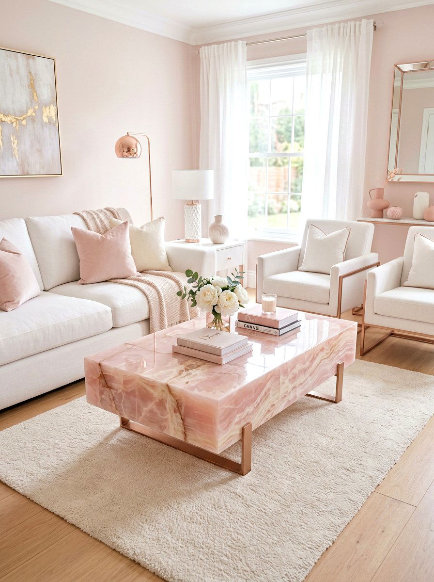 Pink Onyx Coffee Table - 30 stone coffee table ideas