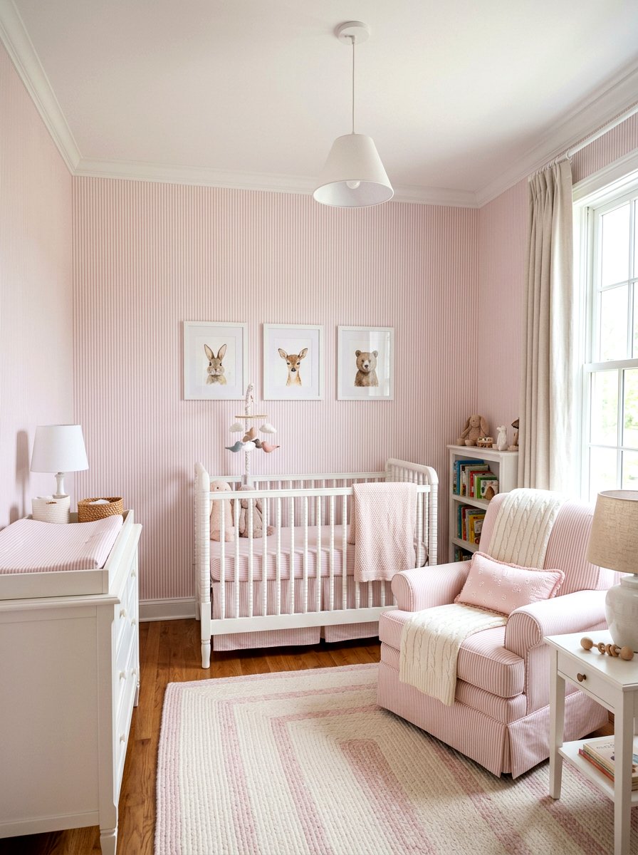 Pink Pinstripe Nursery - 30 stripe drench room ideas