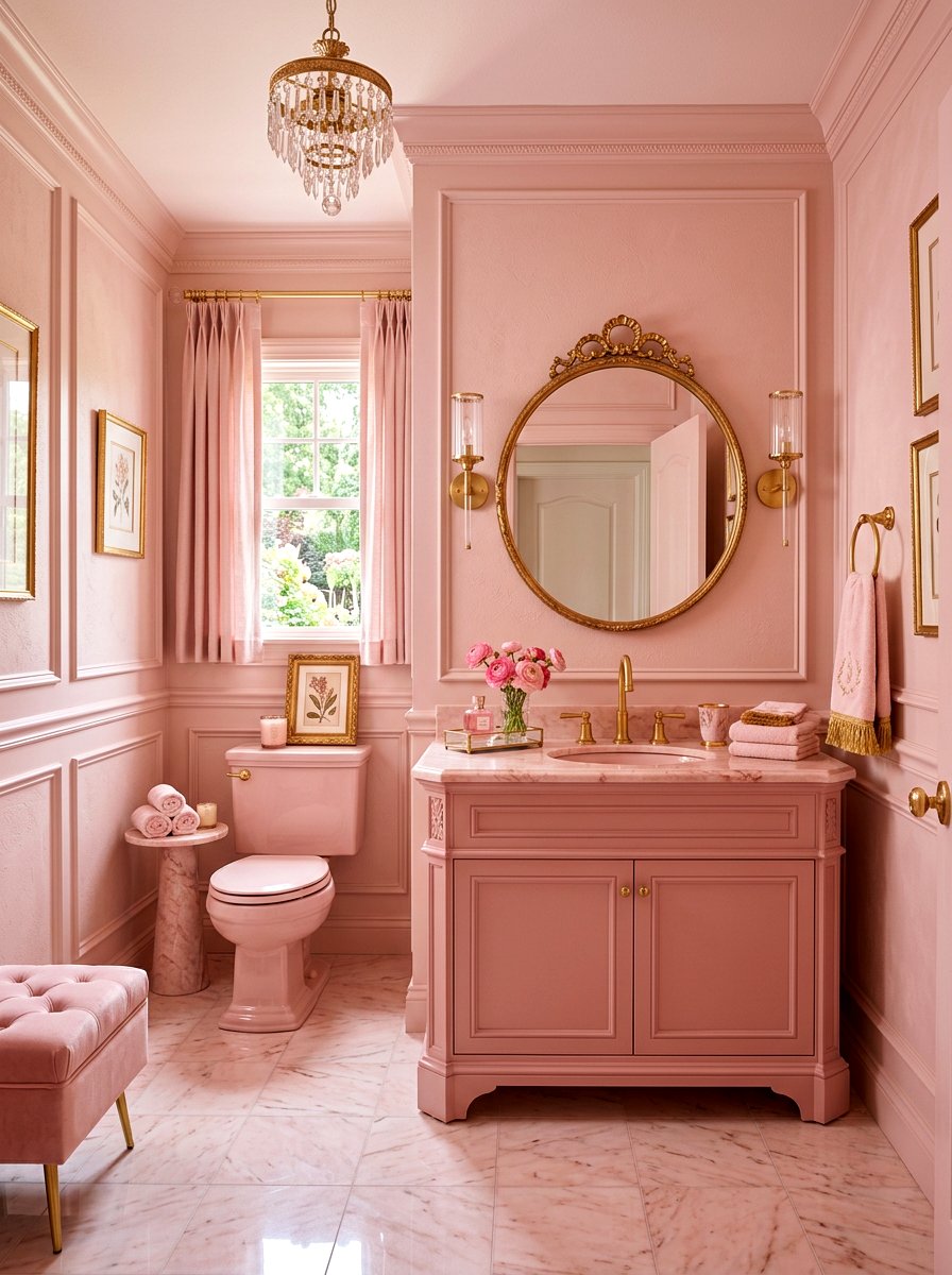 Pink Powder Room - 30 monochrome room ideas