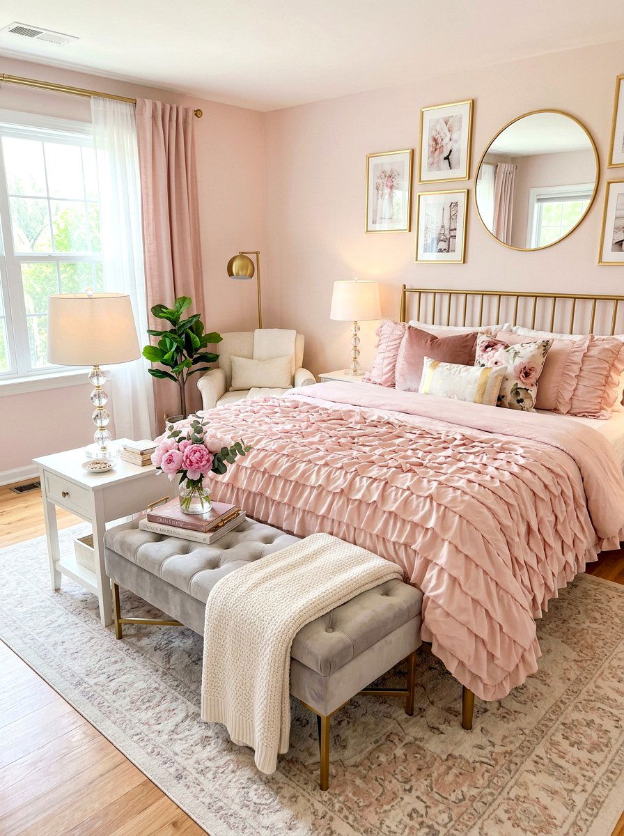 Pink Ruffled Comforter - 30 ruffled bedding bedroom ideas