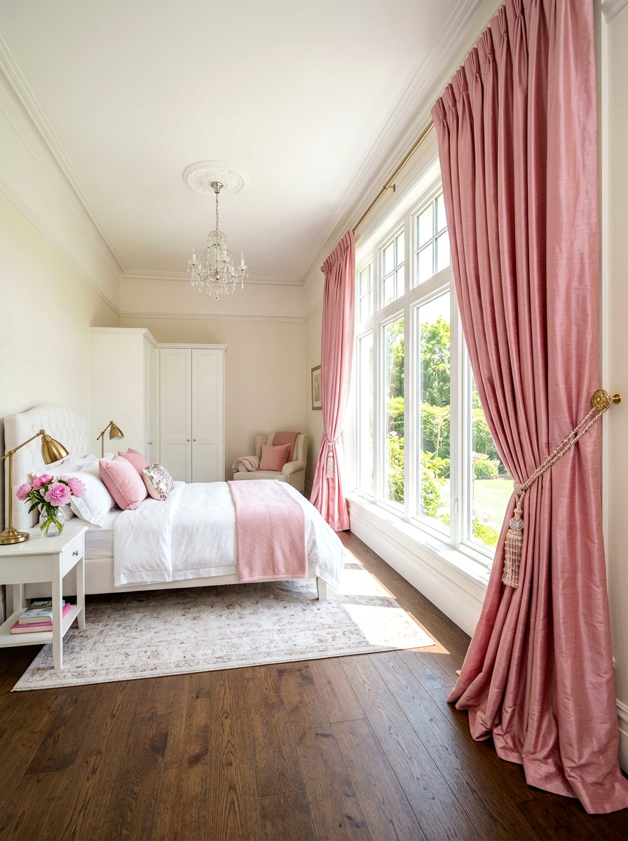 Pink Silk Curtains - 30 princess bedroom ideas