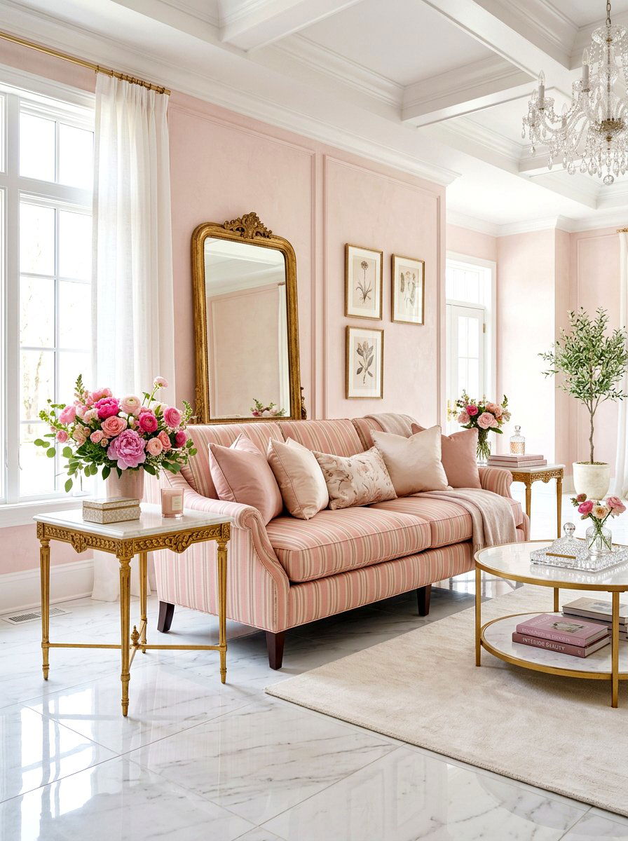 Pink Stripe Sofa - 30 statement stripe sofa ideas
