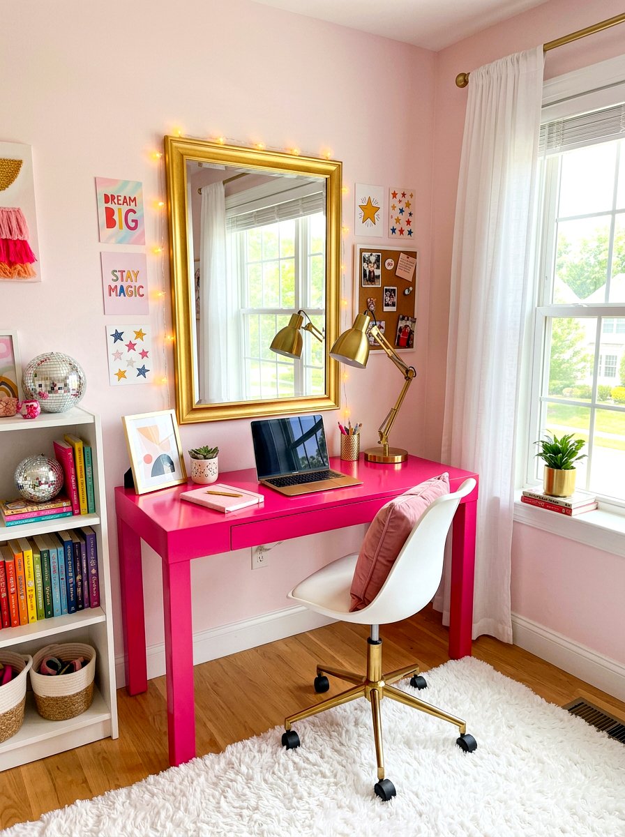 Pink Teen Room Desk - 30 teen bedroom desk ideas