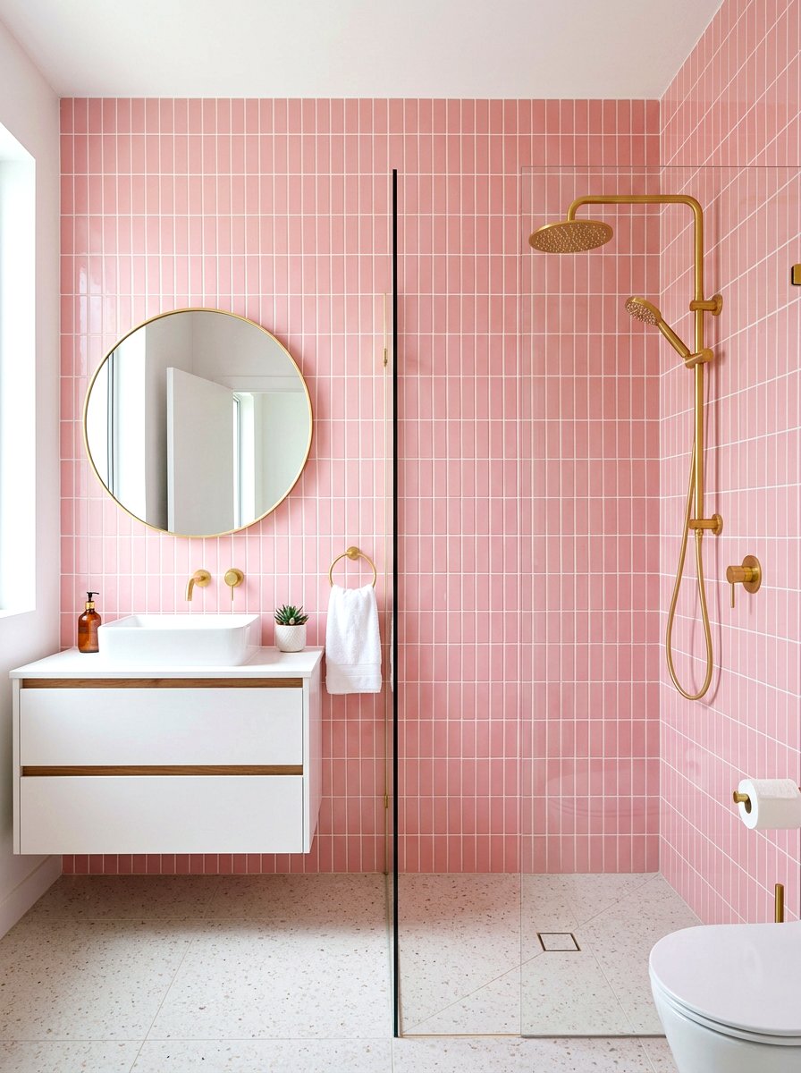 Pink Tile Bathroom Wall - 30 TikTok bathroom decor ideas