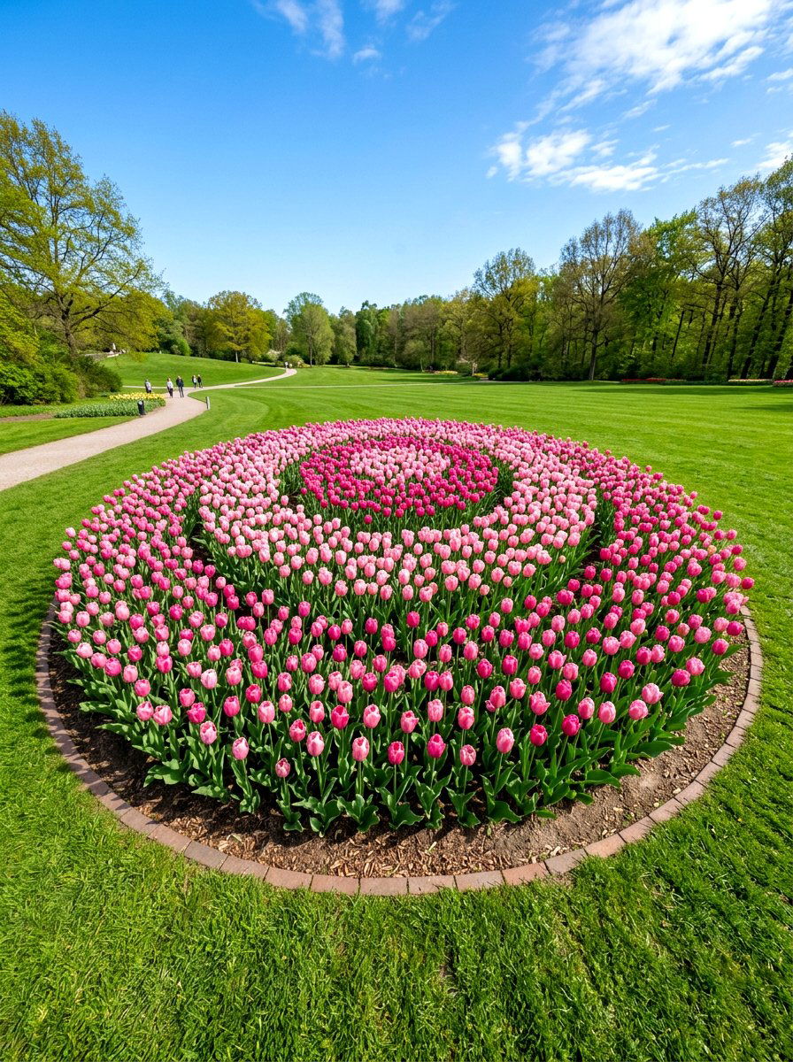 Pink Tulip Display - 30 pink flower bed ideas