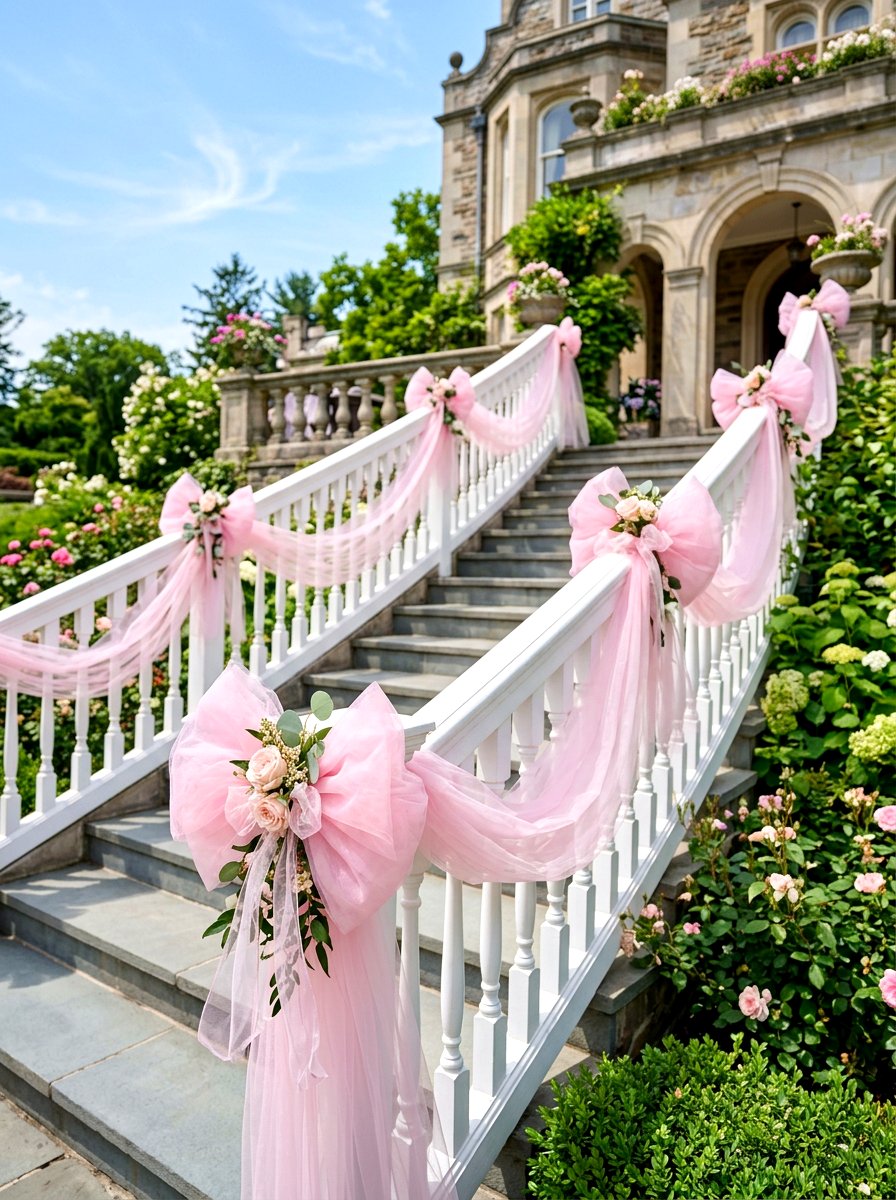 Pink Tulle Bow - 30 front porch Valentine decor ideas