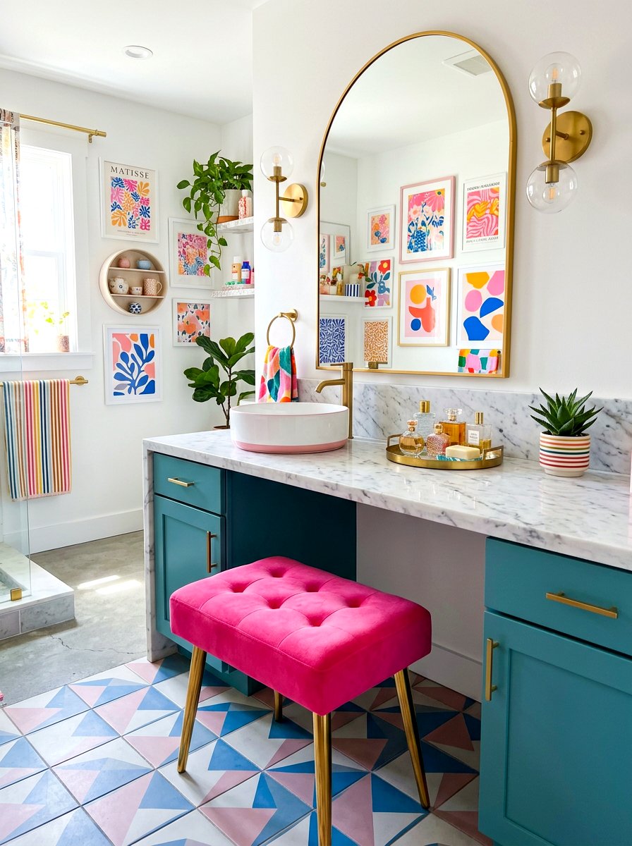 Pink Vanity Stool - 30 vanity stool bathroom ideas