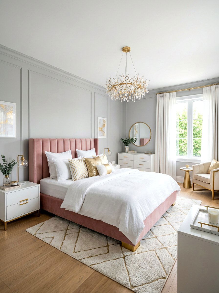 Pink Velvet Bed - 30 upholstered bed ideas