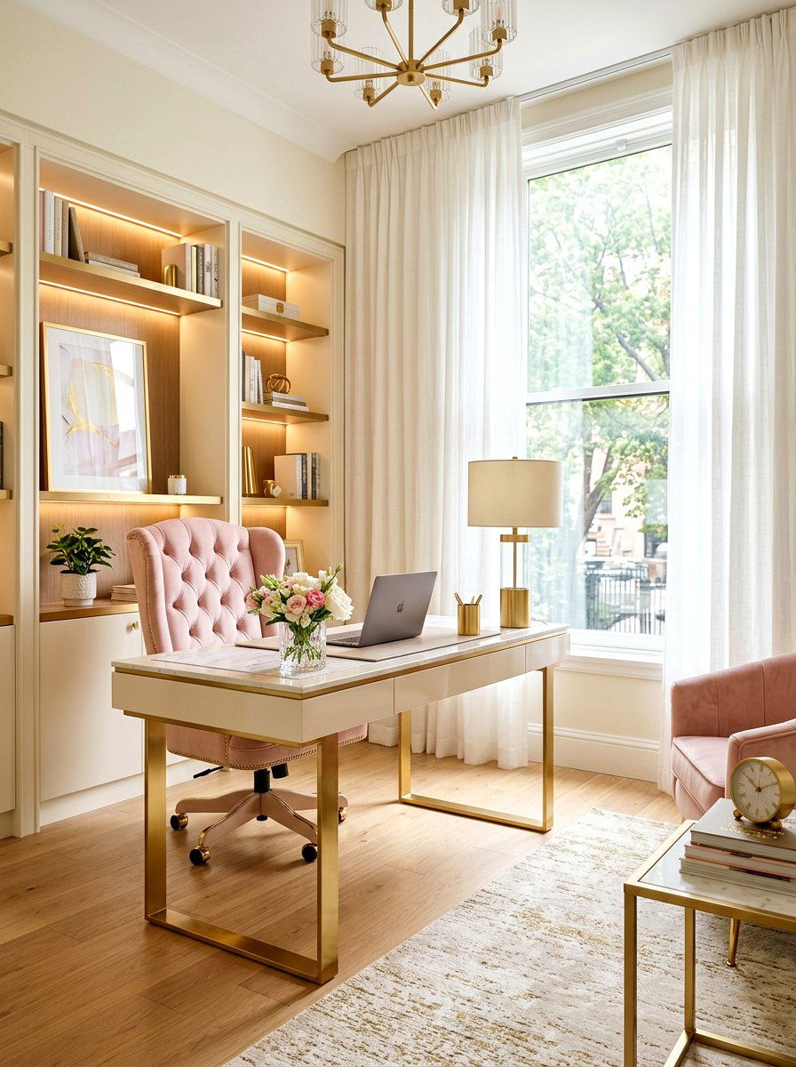 Pink Velvet Executive Office - 30 boutique studio office ideas