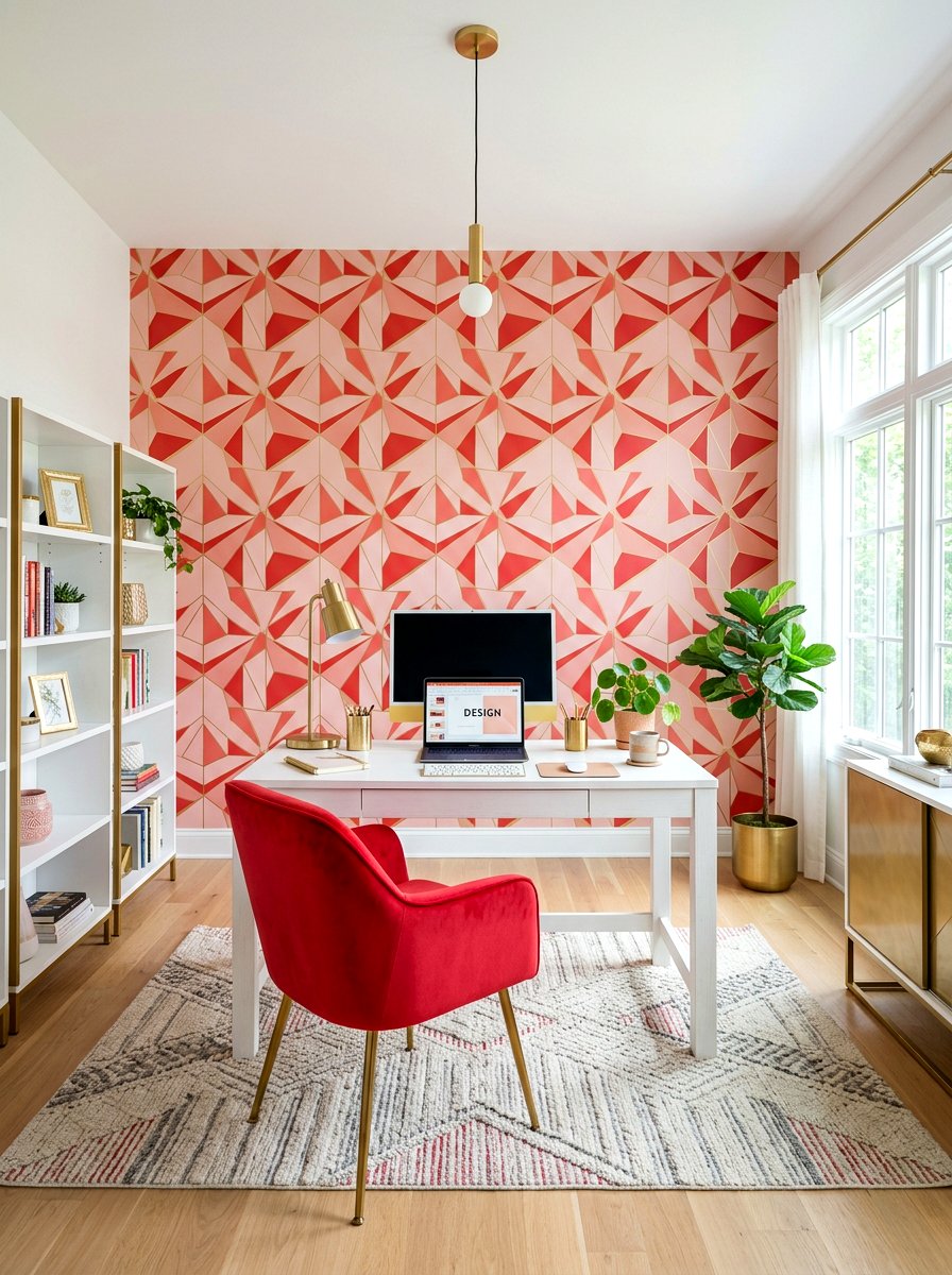 Pink and red accent wall - 30 pink and red home decor ideas