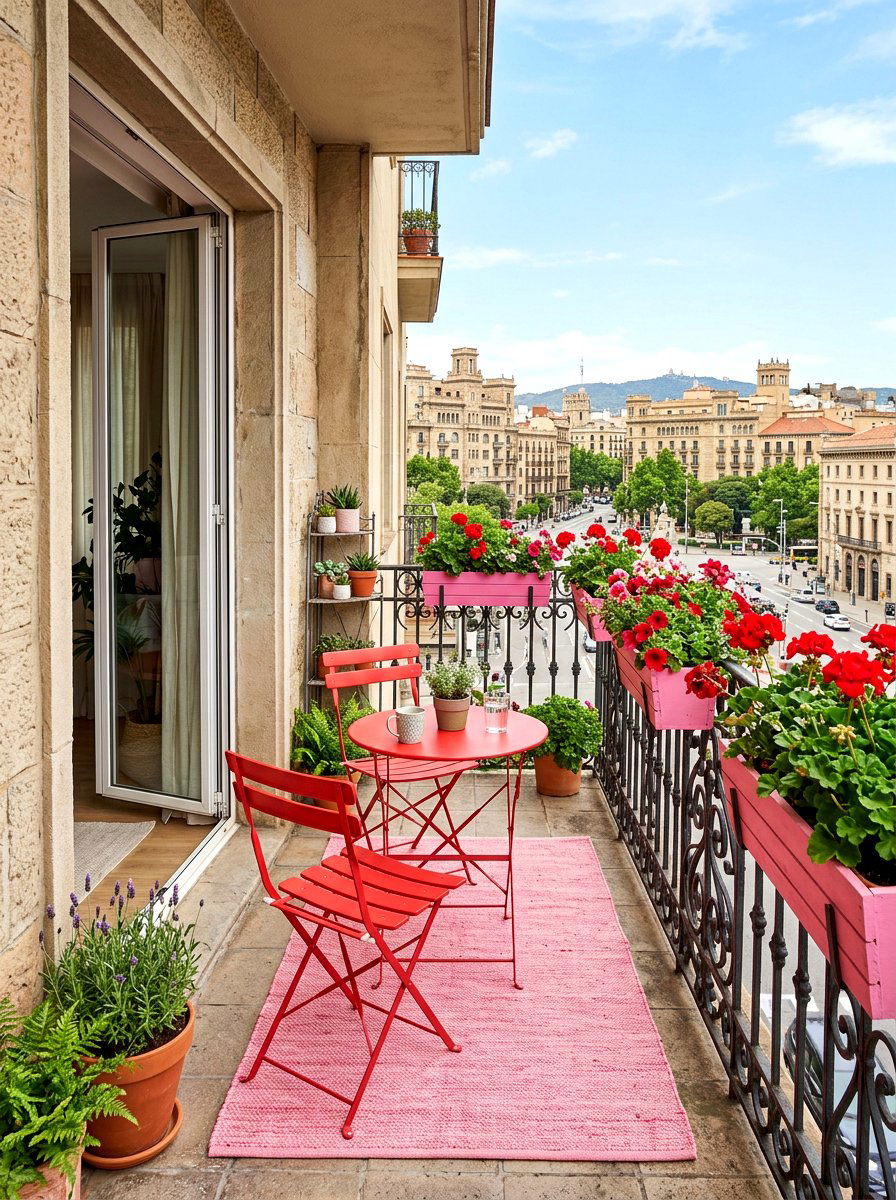 Pink and red balcony - 30 pink and red home decor ideas