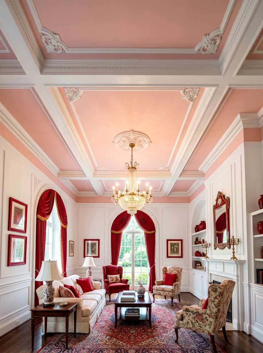 Pink and red ceiling - 30 pink and red home decor ideas