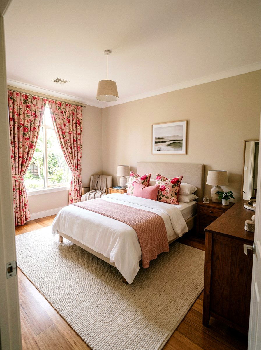 Pink and red floral textile - 30 pink and red home decor ideas
