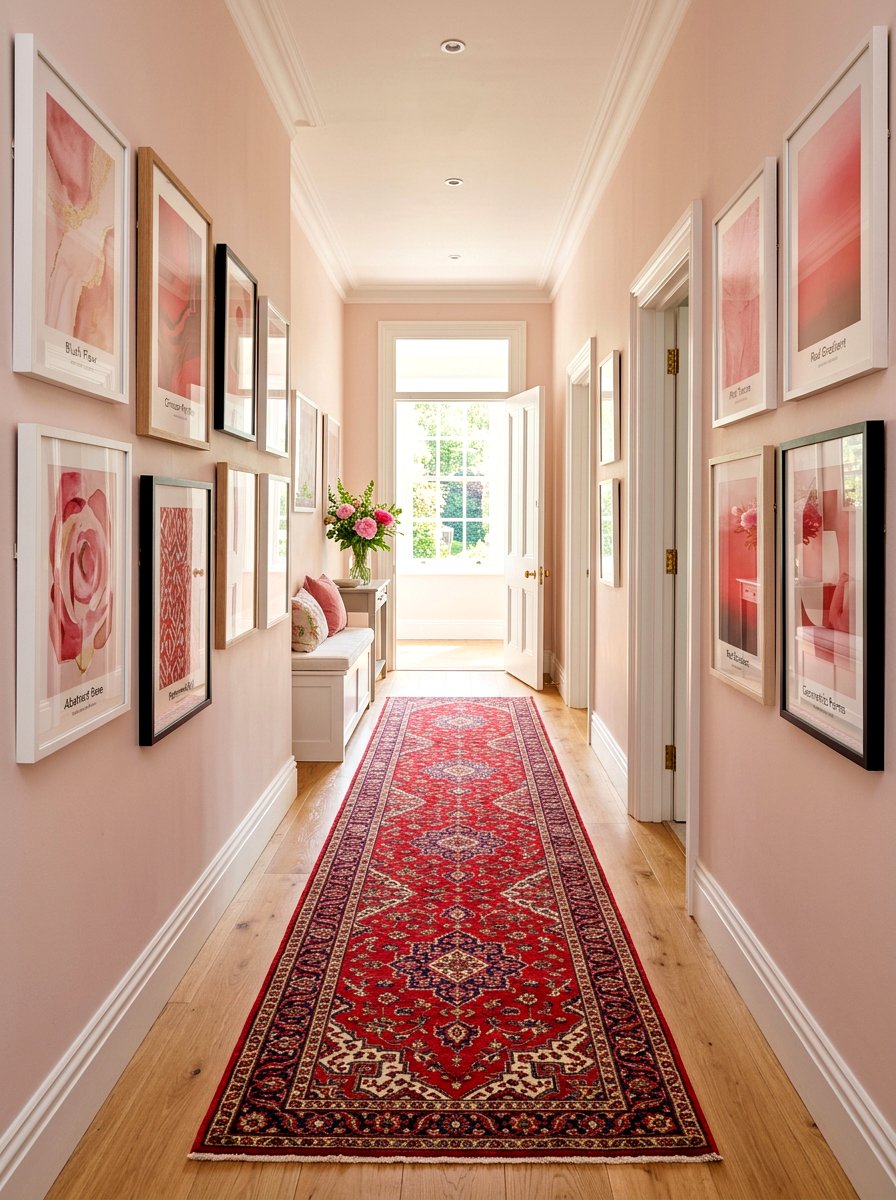 Pink and red hallway - 30 pink and red home decor ideas