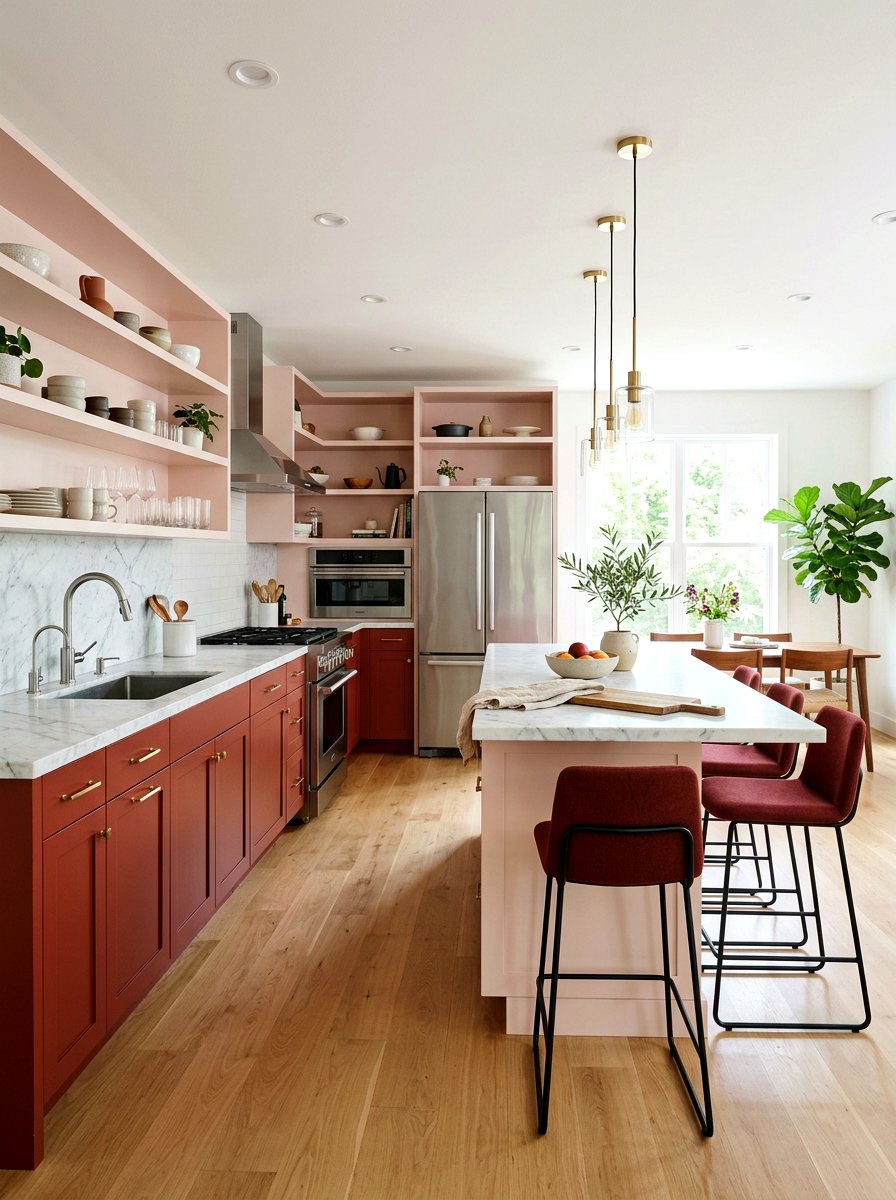 Pink and red kitchen - 30 pink and red home decor ideas