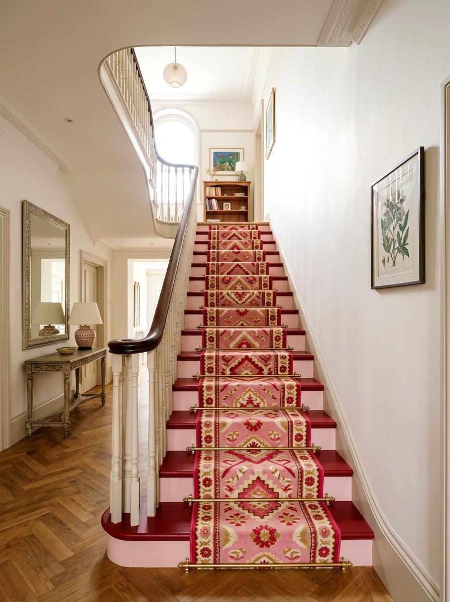Pink and red staircase - 30 pink and red home decor ideas