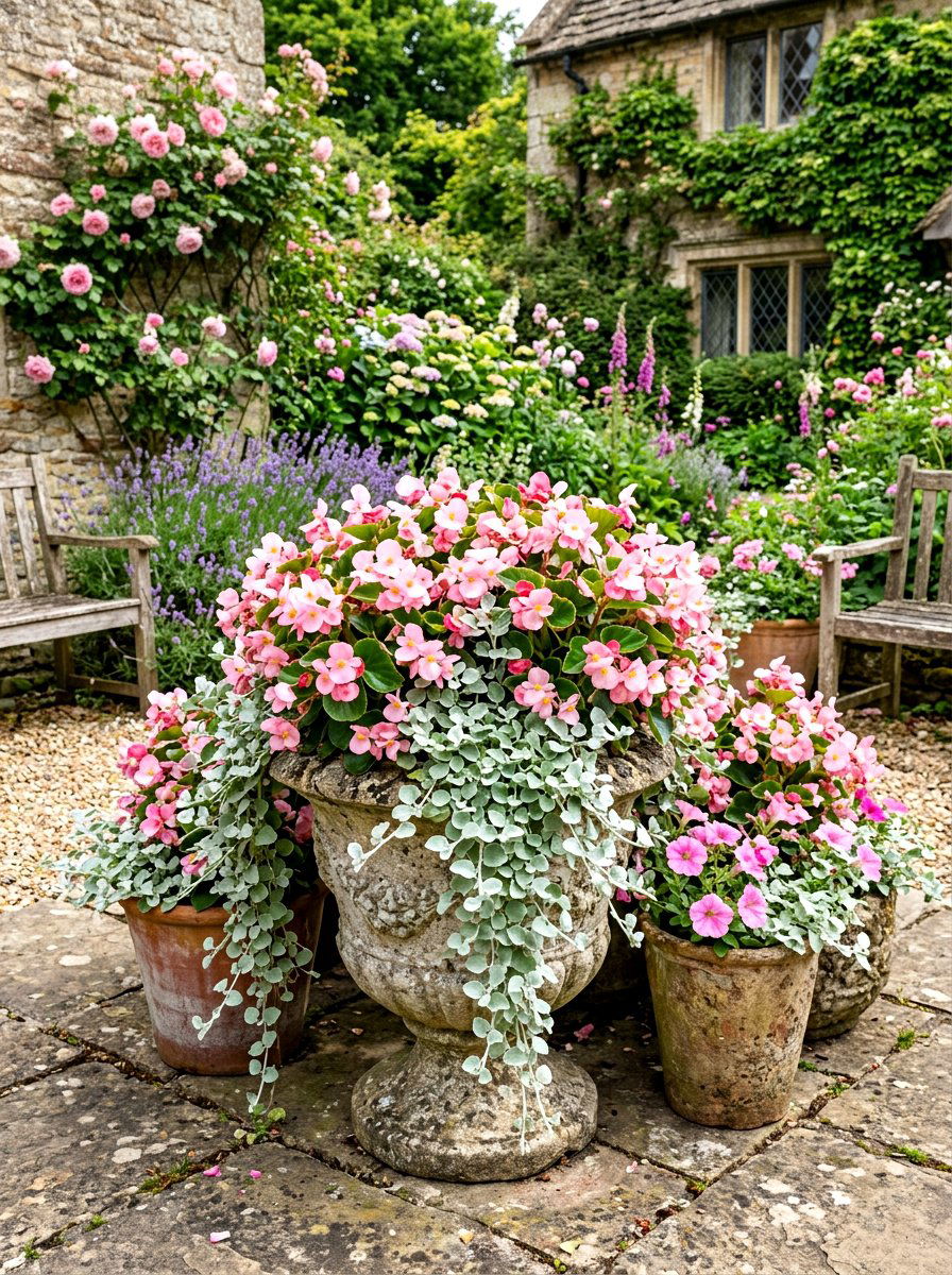 Pink and silver container garden - 30 container garden color ideas