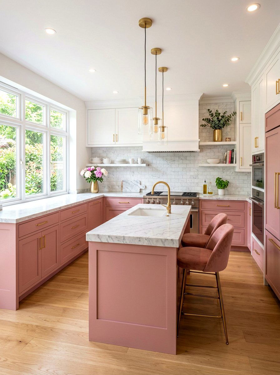 Pink and white kitchen cabinets - 30 two tone kitchen cabinet ideas