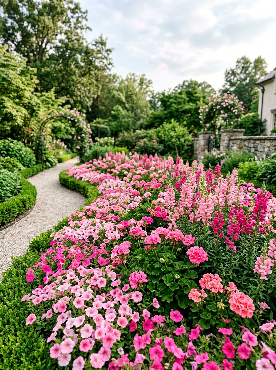 Pink annual flower beds - 30 annual flower bed ideas