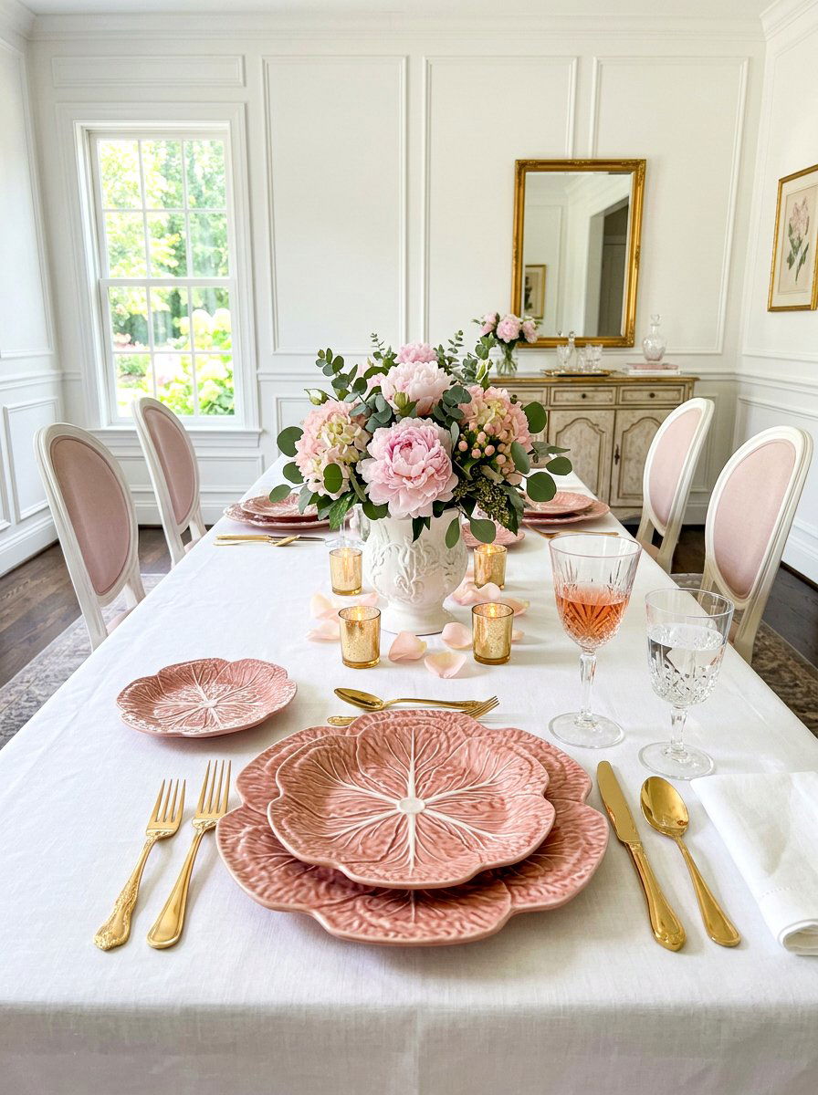 Pink cabbage dinnerware - 30 cabbagecore tablescape ideas