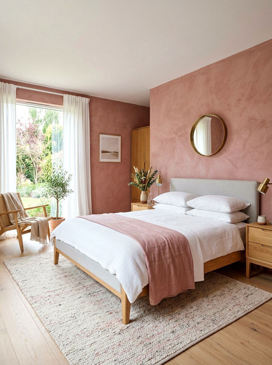 Pink clay guest bedroom - 30 clay color bedroom ideas