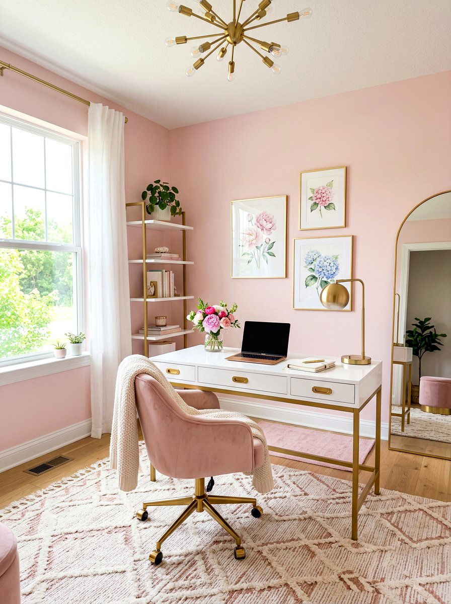 Pink home office - 30 viral home office ideas