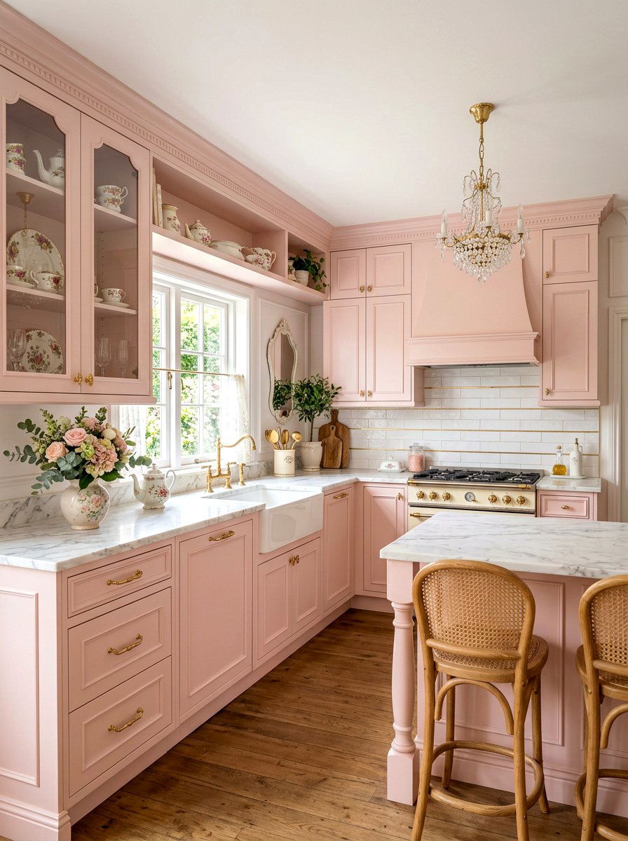Pink kitchen cabinets - 30 coquette kitchen ideas