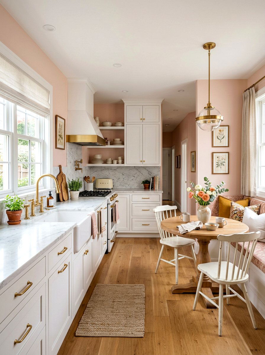 Pink kitchen walls - 30 color pop kitchen ideas
