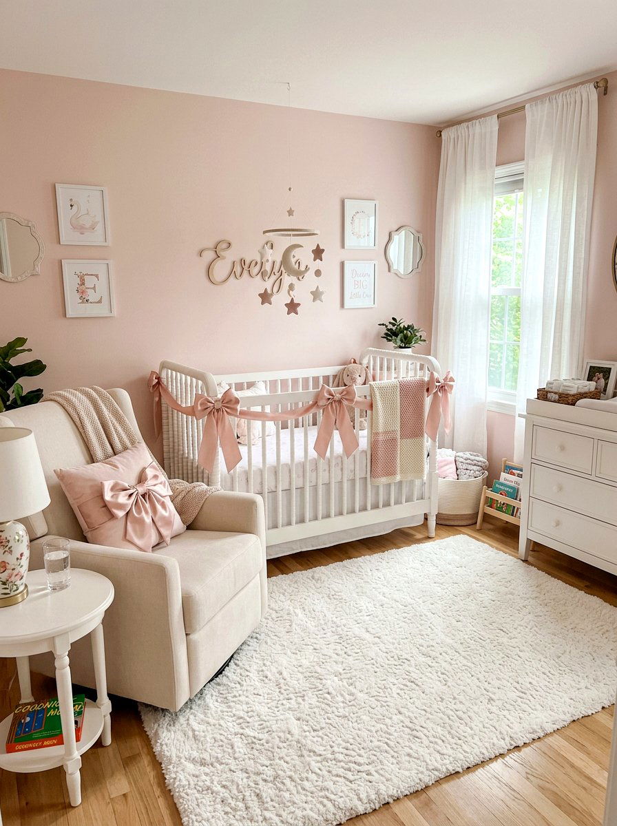 Pink nursery bows - 30 bow decor ideas