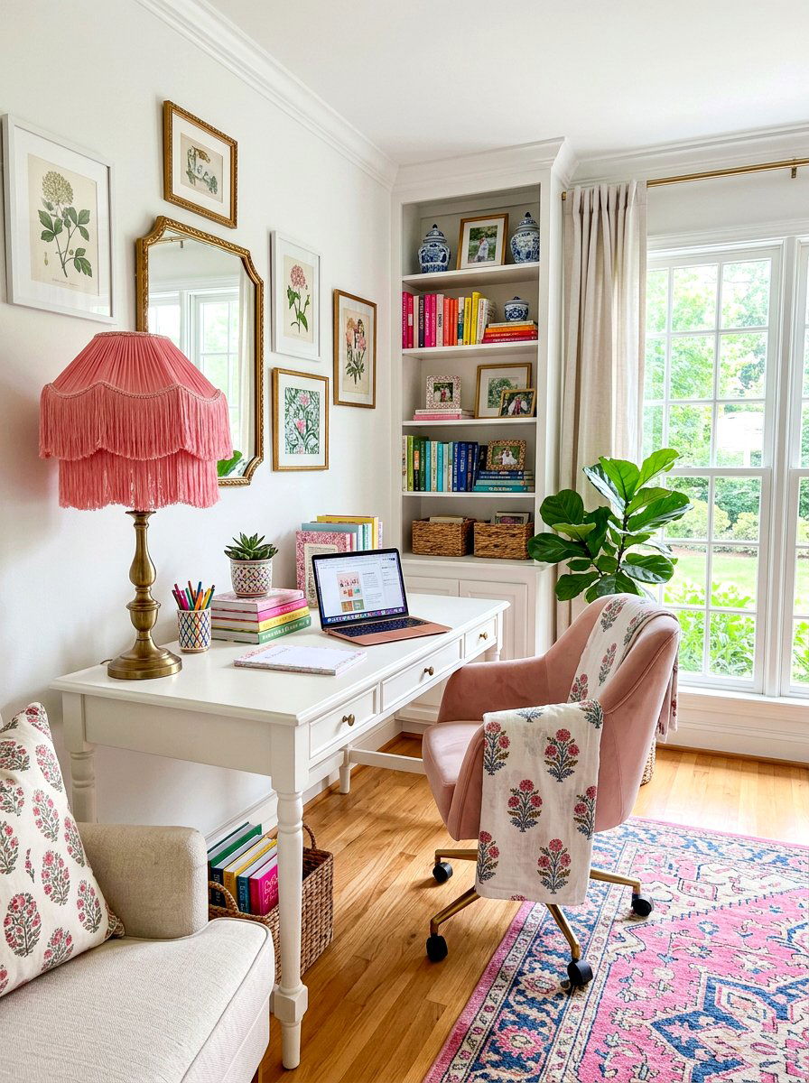 Pink tassel lamp shade - 30 fringed lamp shade ideas