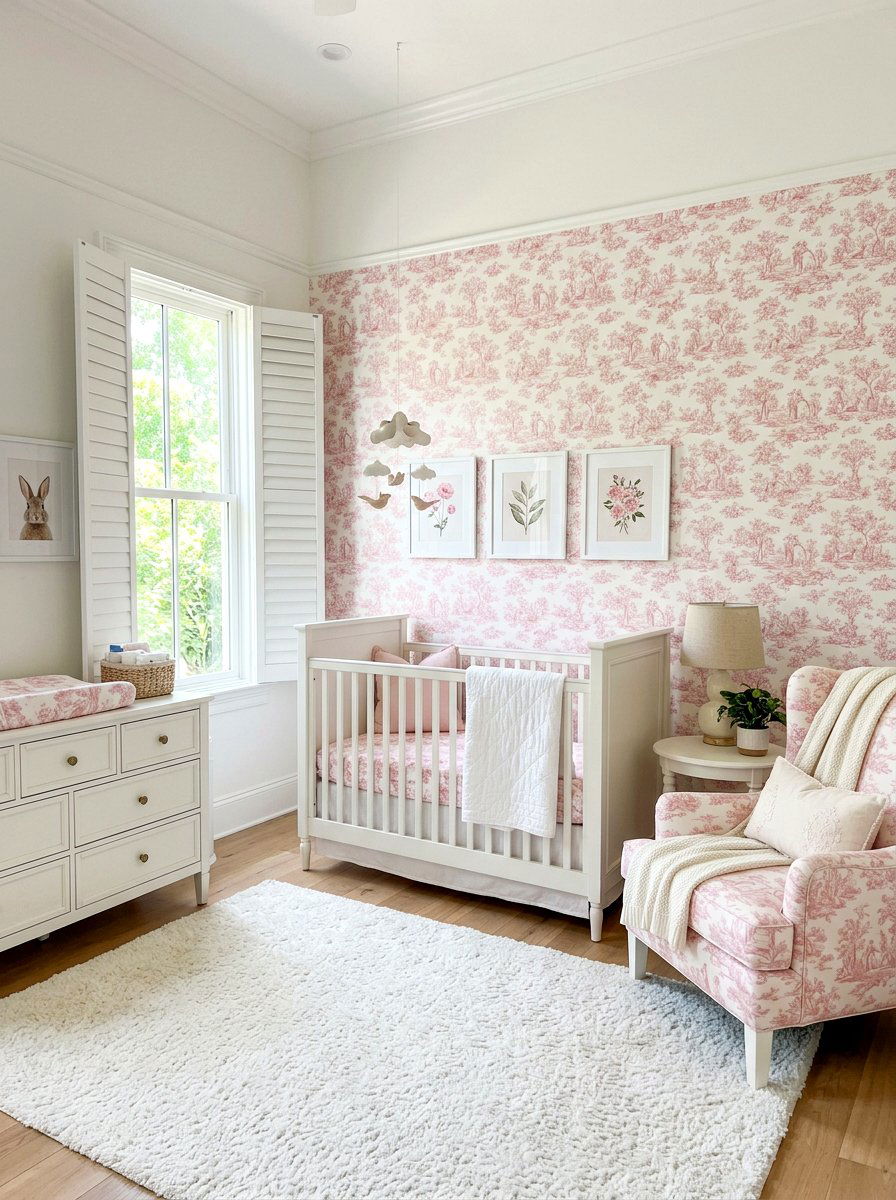 Pink toile nursery bedroom - 30 toile bedroom ideas