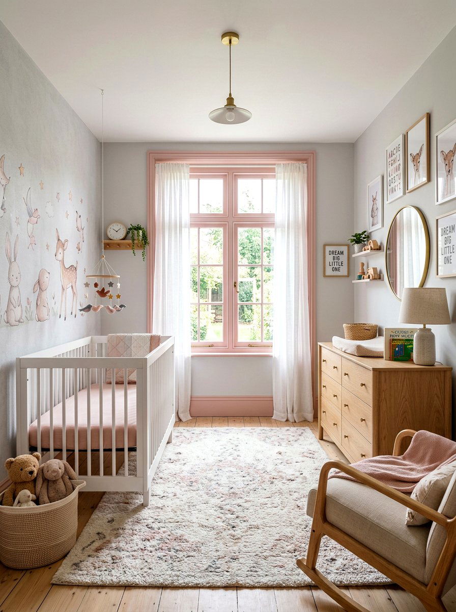 Pink trim nursery - 30 painted trim room ideas