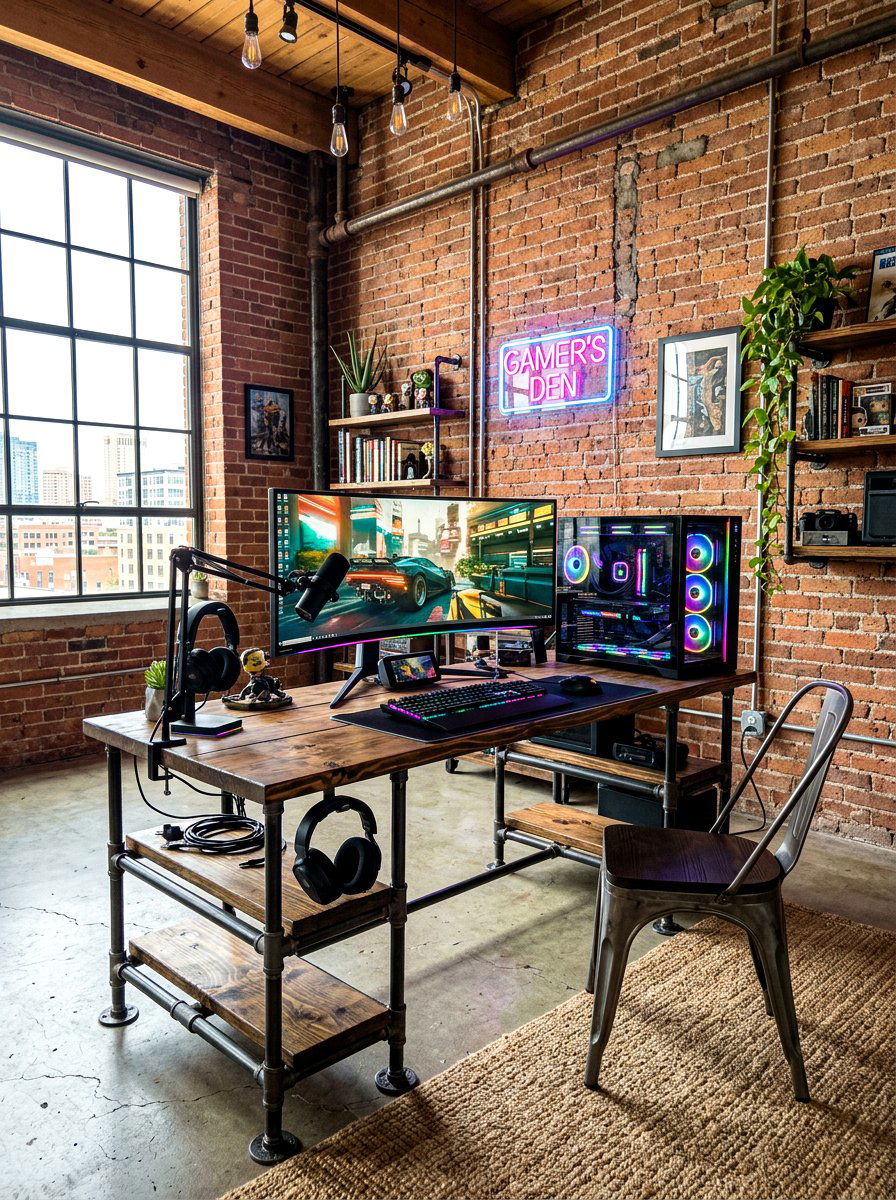 Pipe And Wood Desk - 30 home office desk ideas