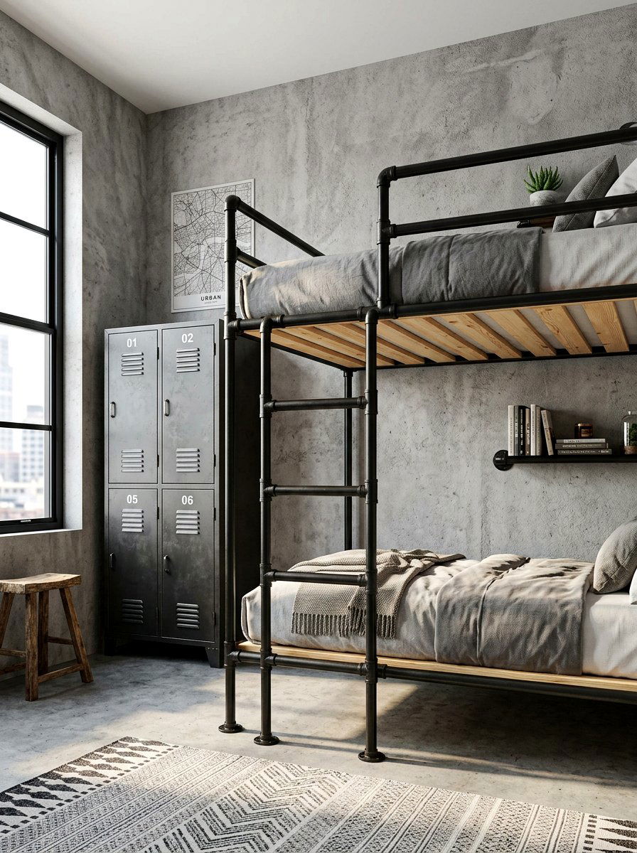 Pipe Bunk Bed - 30 bunk room ideas
