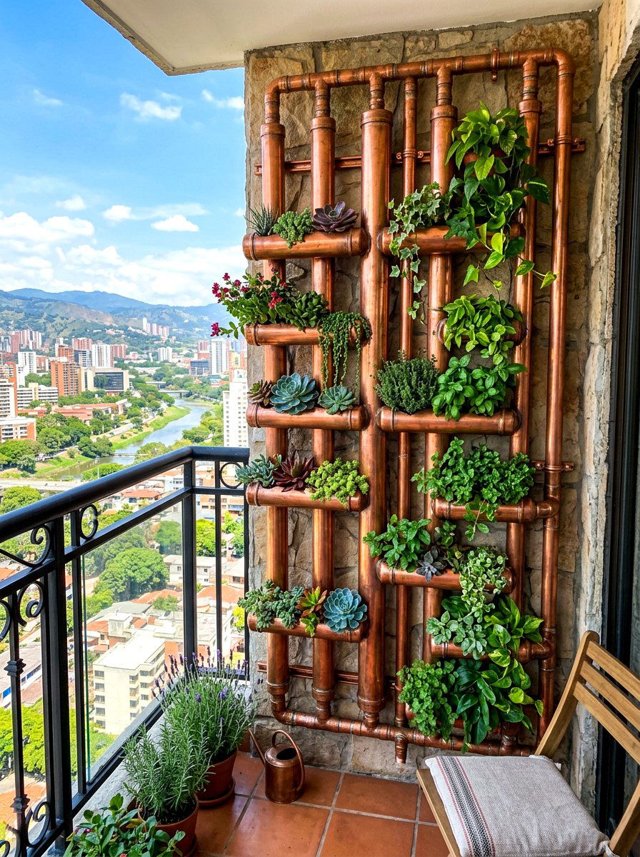 Pipe Vertical Garden - 30 balcony vertical garden ideas