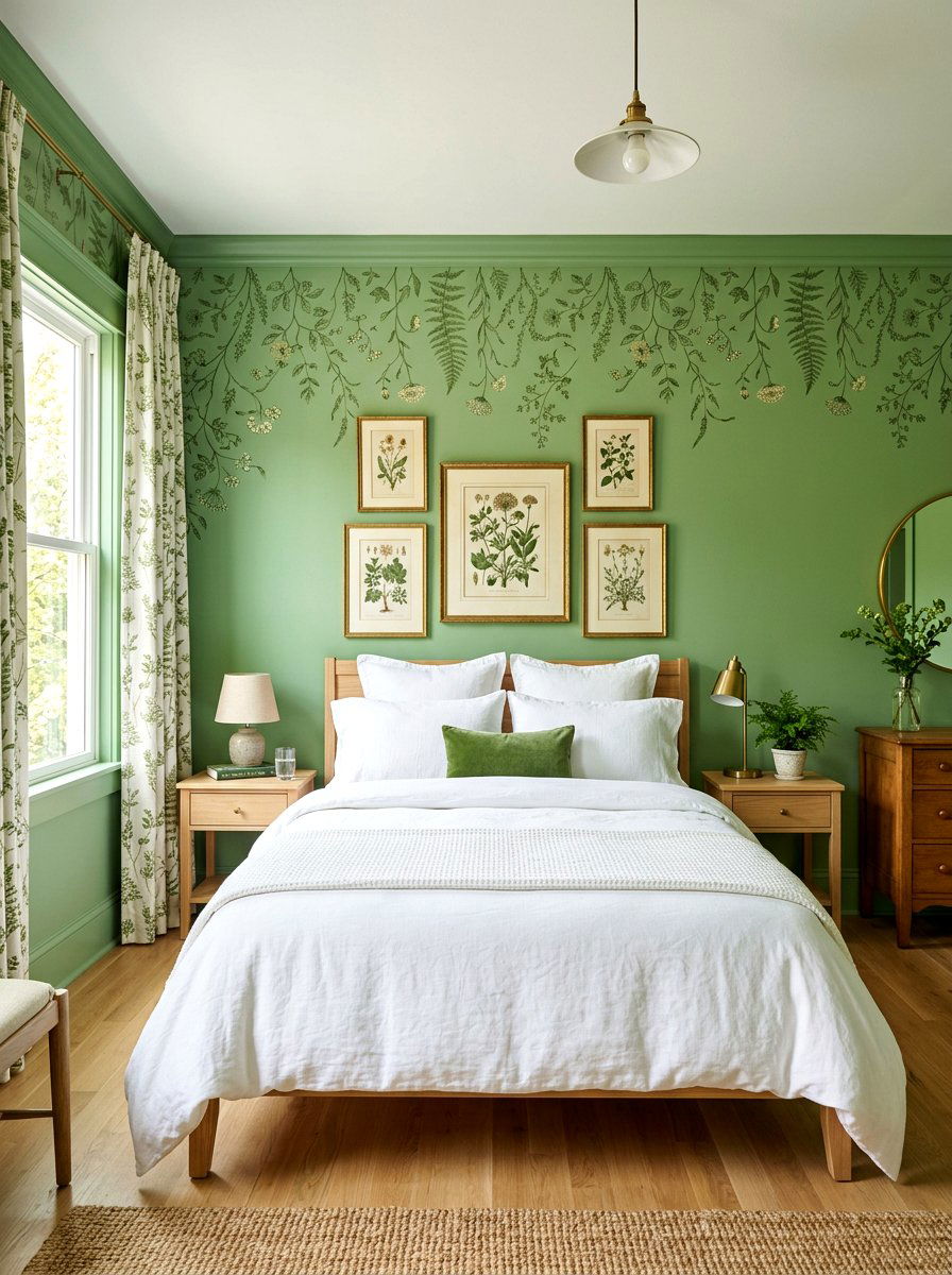 Pistachio Green Guest Room - 30 botanical drench room ideas
