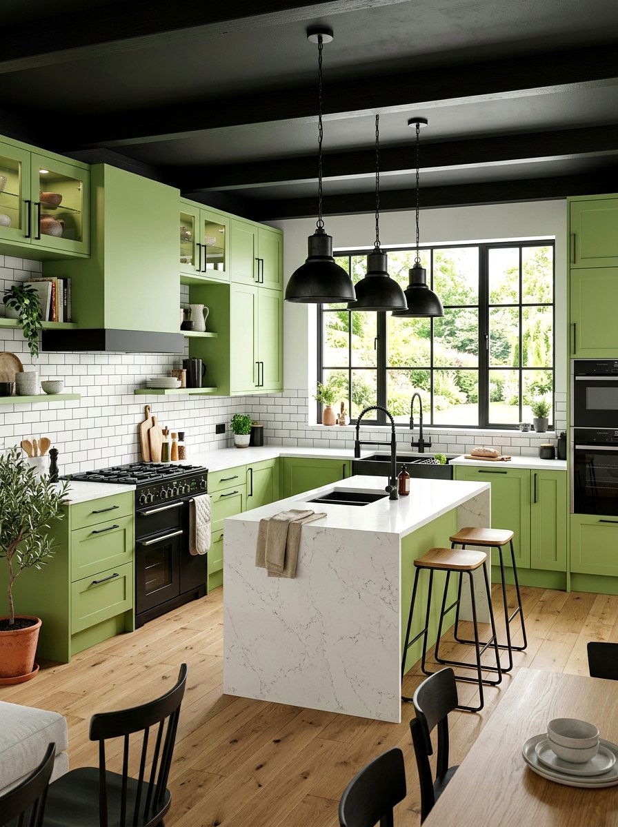 Pistachio kitchen black accents - 30 pistachio kitchen ideas