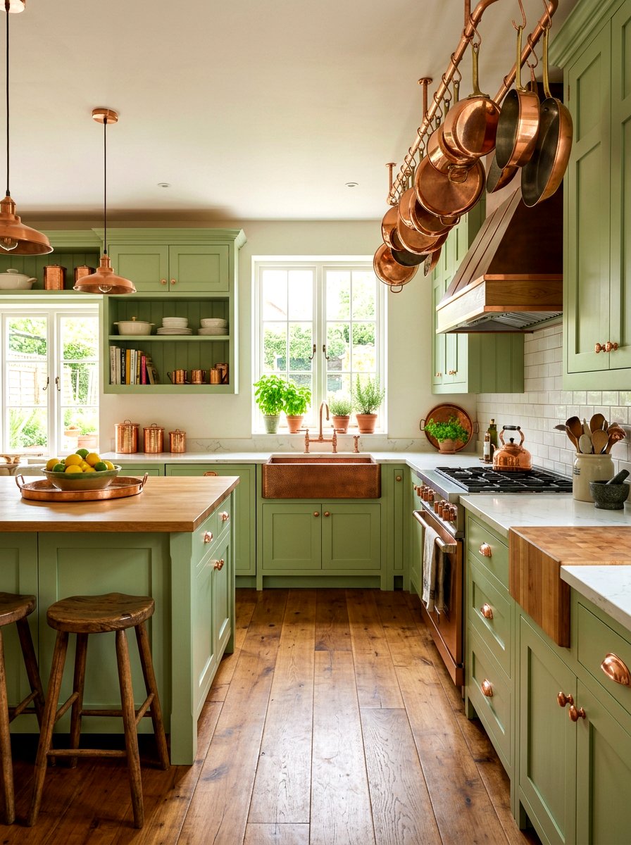 Pistachio kitchen copper hardware - 30 pistachio kitchen ideas